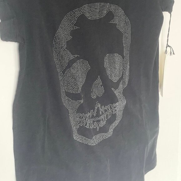 Zadig & Voltaire Strass Stud Skull T-Shirt Womens Small Black Short Sleeve Stret - Picture 5 of 7